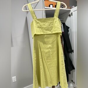 THEORY Drape Back Linen Dress in Key Lime